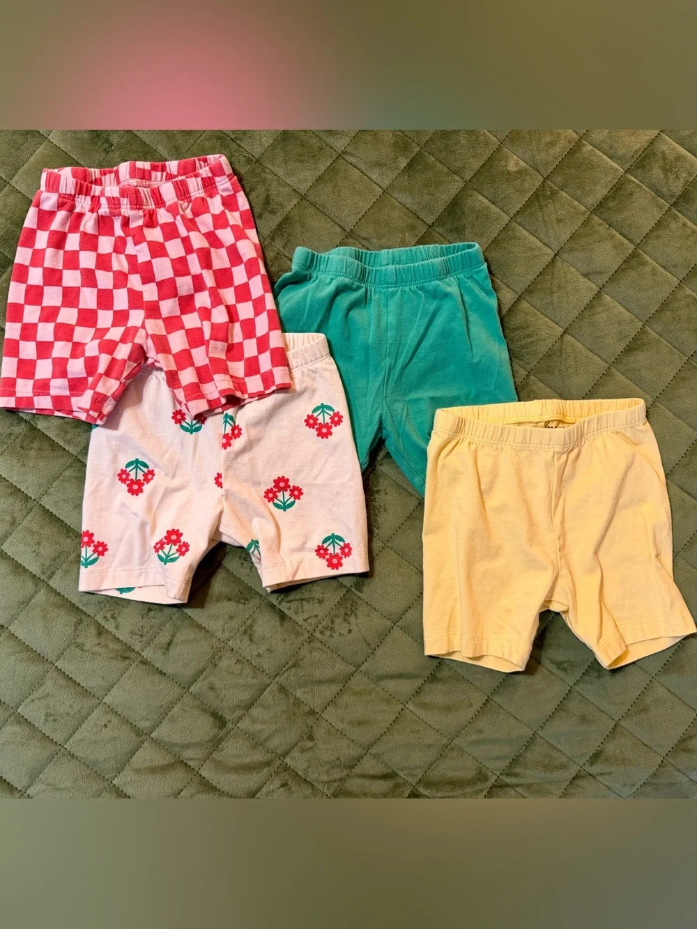Old Navy Kids Shorts Pack - Pink Checker, Teal, Yellow, White Floral